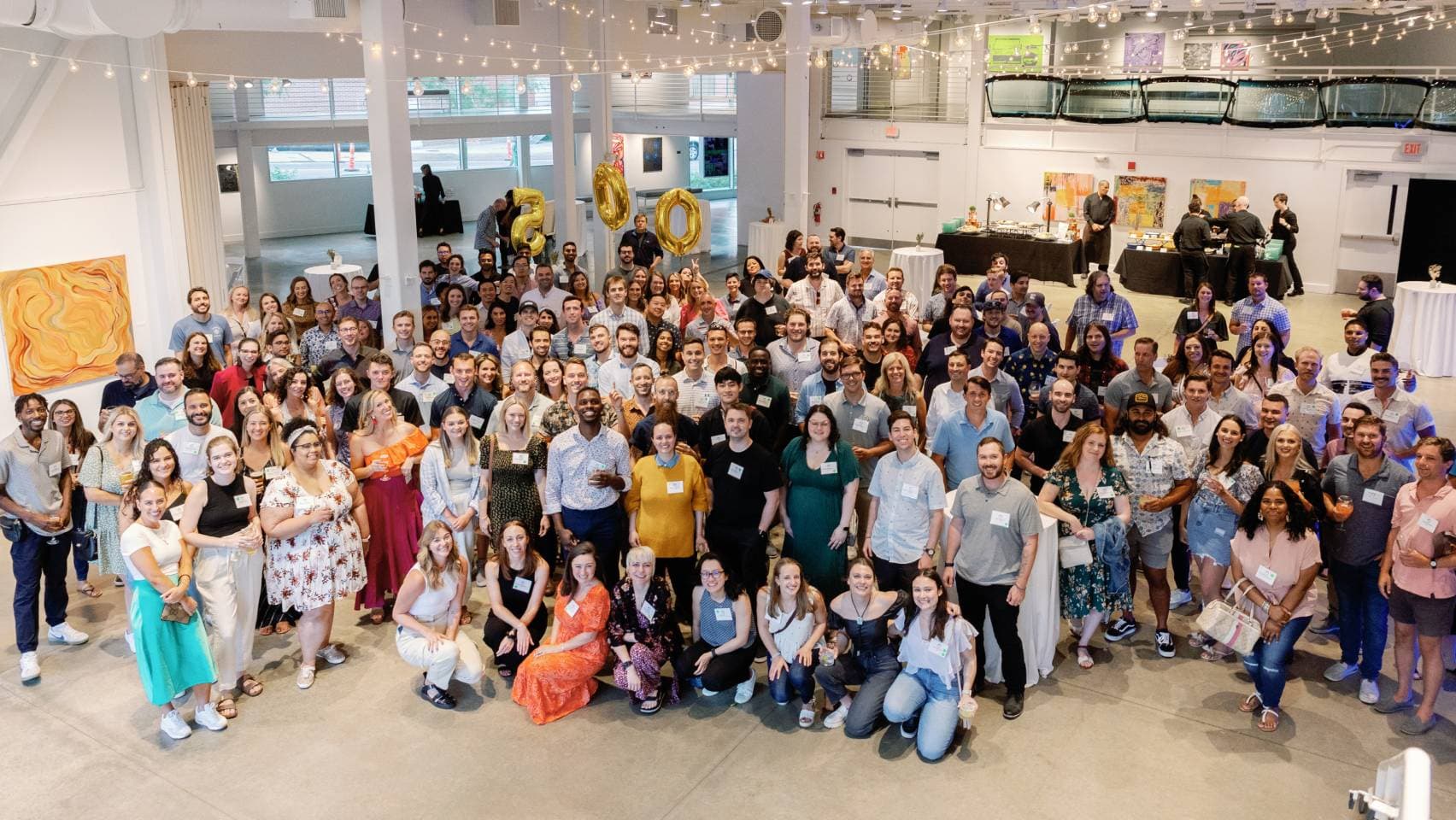 Large group of people posing for camera