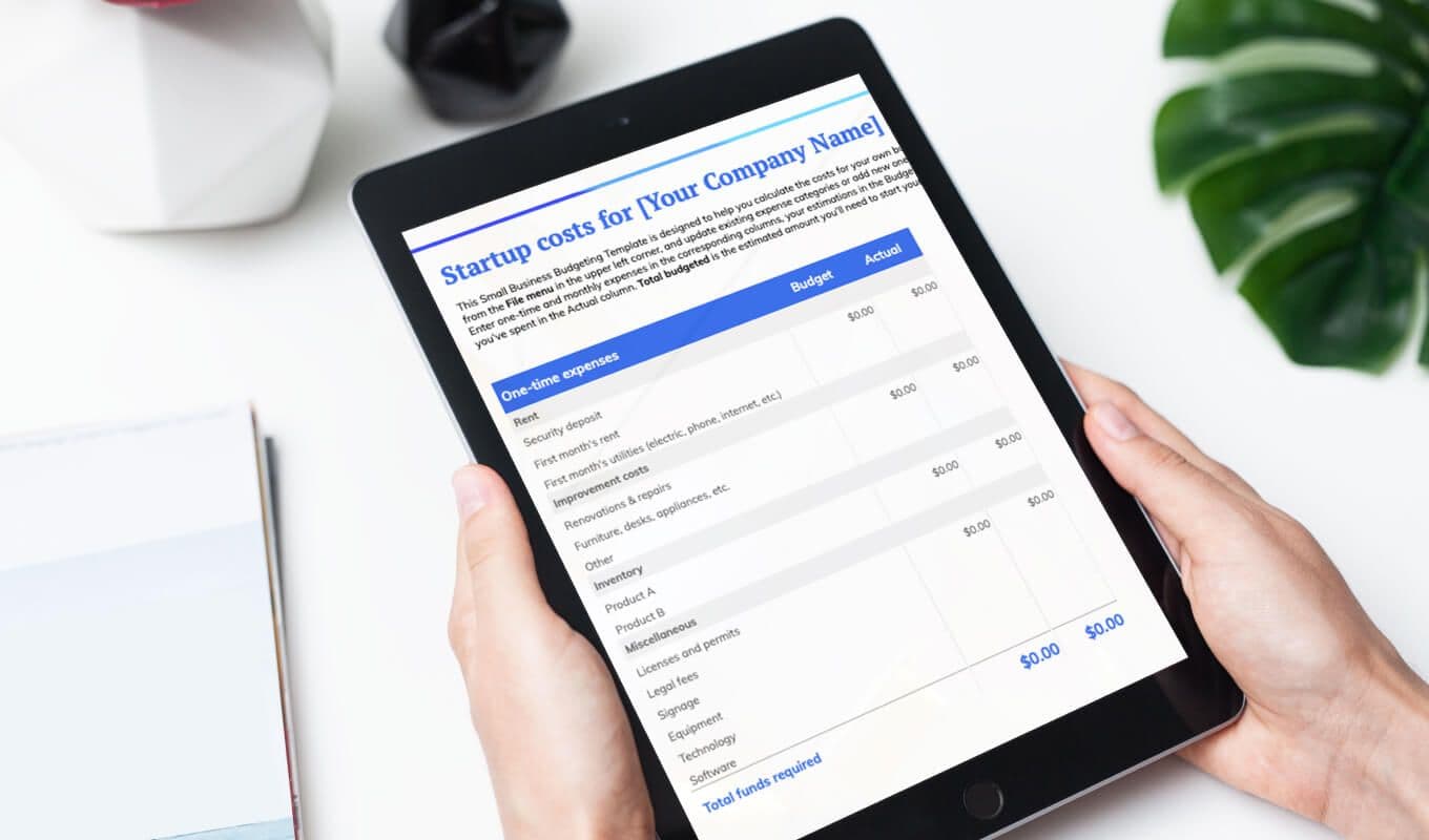 startup costs template